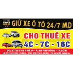Bảng hiệu bãi giữ xe ô tô in UV trên bạt 2 da xám, kích thước 4x2m. Dán mép và đóng khoen 4 góc chắc chắn, chống nước, bền màu ngoài trời, phù hợp khu vực bãi xe và cổng ra vào.